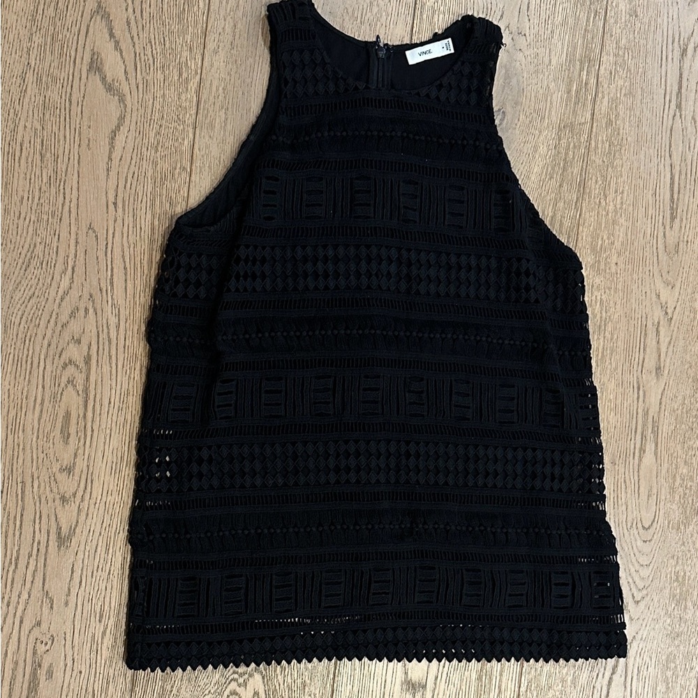 Vince Black Eyelit Lace Top